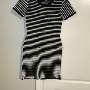 Michael Kors Black and White Striped Mini Dress